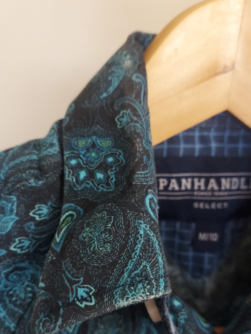 Panhandle Boy's Teal Black Paisley Western Long Sleeve Pearl Snap Shirt Sz M/10 - Picture 9 of 9
